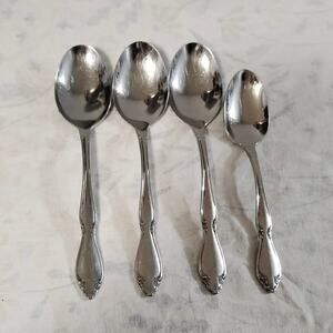 4 Pieces Oneida Spoons (3) 6 3/4" Place Oval Soup (1) 6" Teaspoon Stainless USA